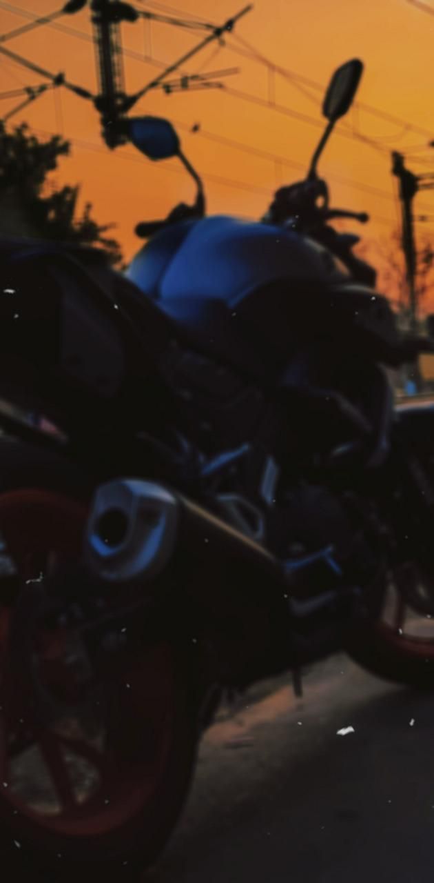 Motorrad, Sonnenuntergang, Stromleitungen, Silhouette, Blau, Hintergrundbild fürs Handy