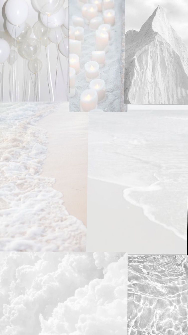 Collage, Weiße Ästhetik, Strand, Pastell, Wolken, HD, Hintergrundbild fürs Handy