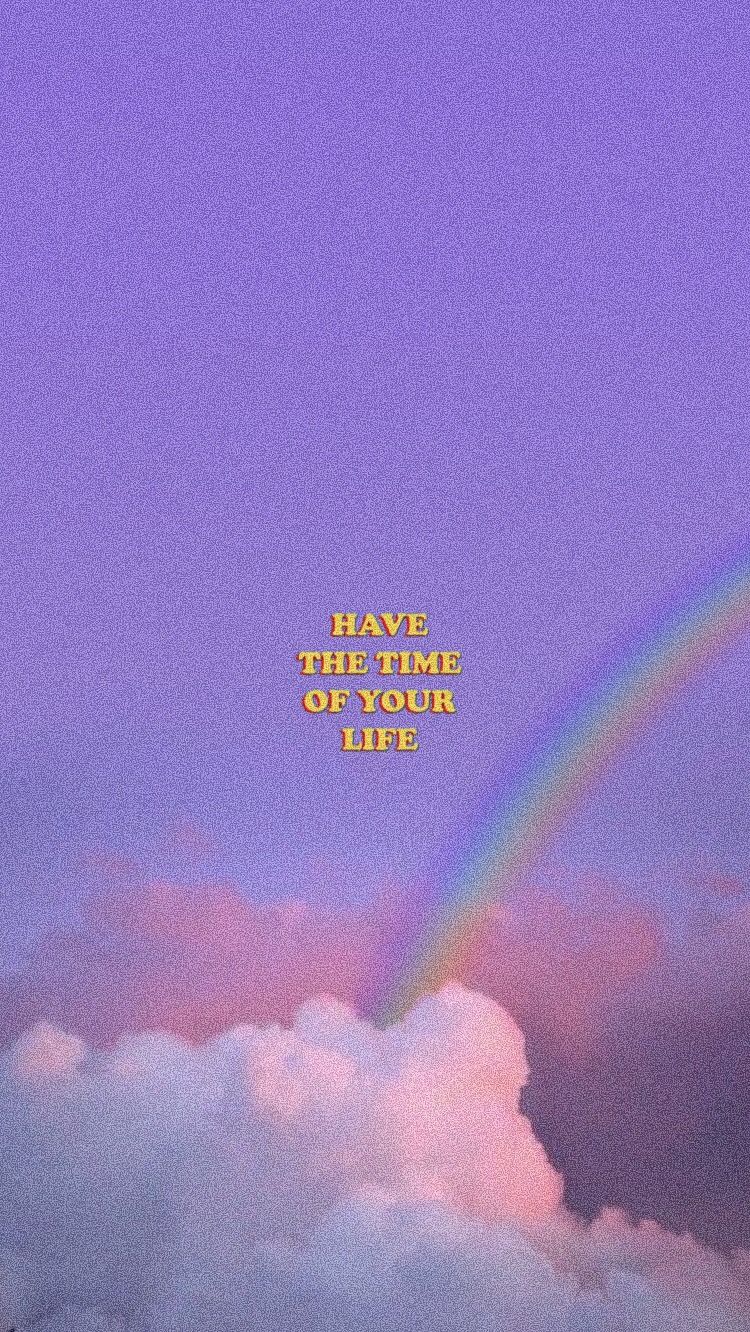Regenbogen, Wolken, Lila Himmel, Schriftzug, Pastell, HD, Sperrbildschirm fürs iPhone