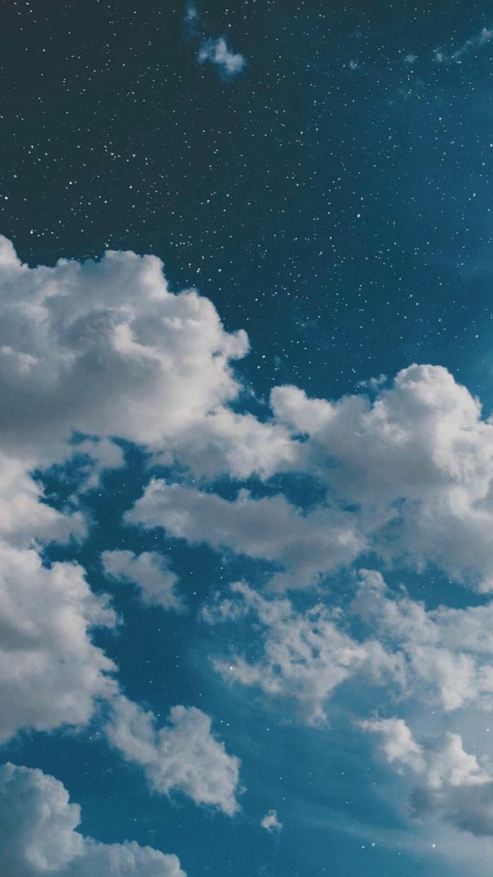 Wolken, Himmel, Petrol, Sterne, Abend, Hintergrundbild für iPhone und Android