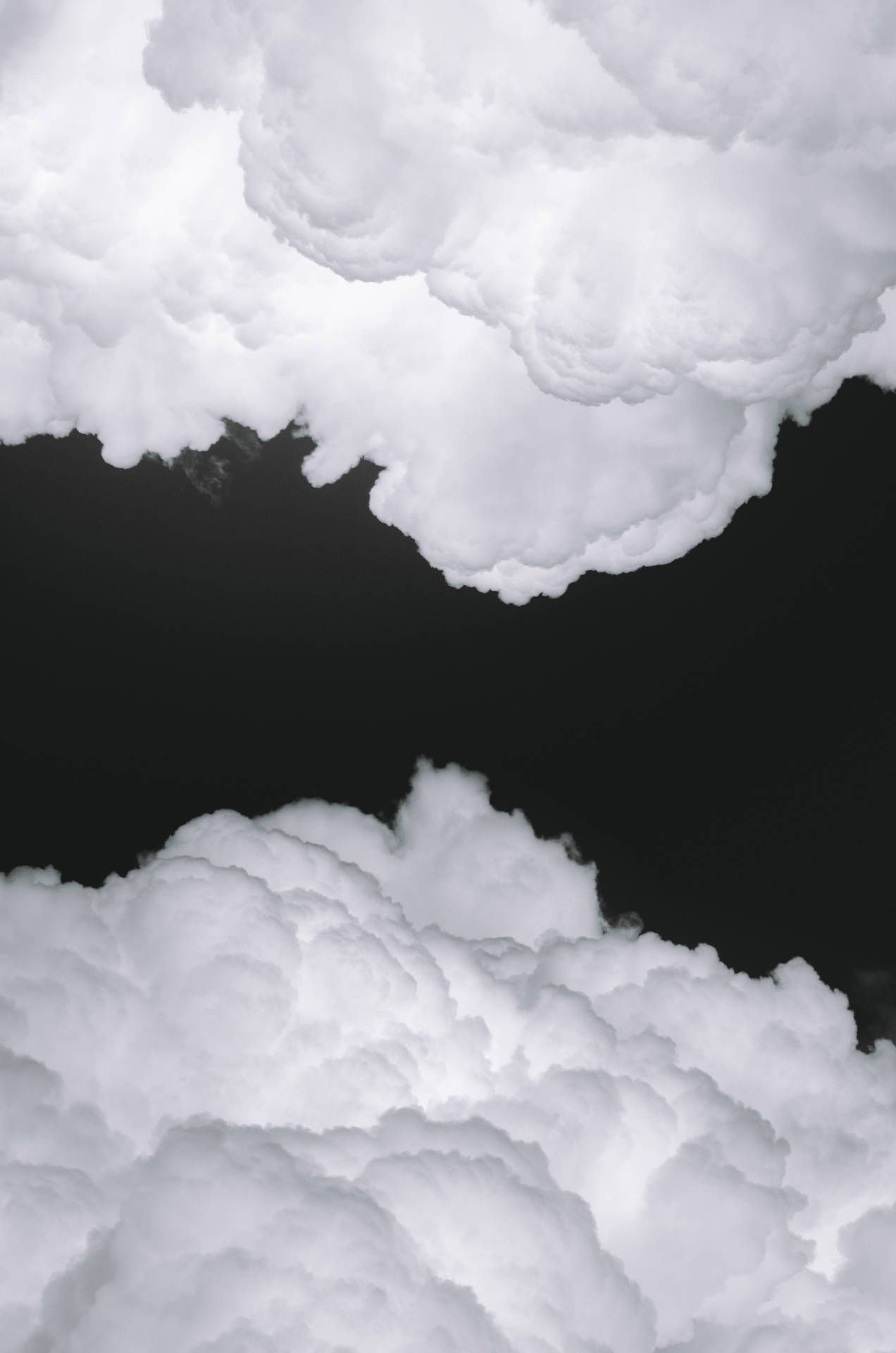 Weiße Wolken, Schwarzer Hintergrund, Kontrast, Himmel, Monochrom, Sperrbildschirm fürs iPhone