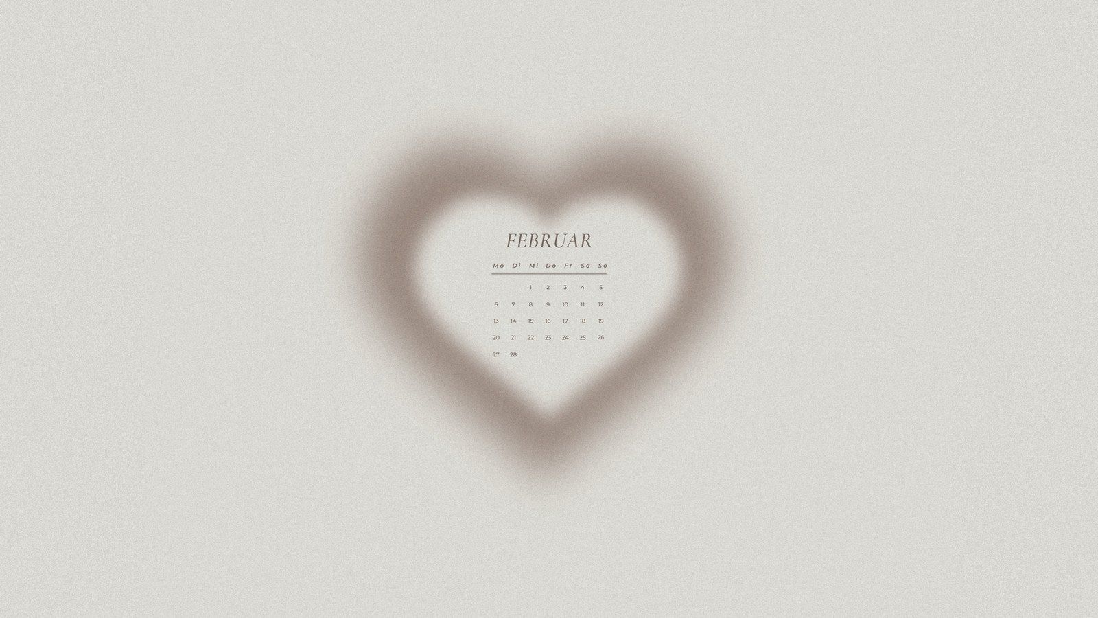 Kalender, Februar, Verschwommenes Herz, Grauer Hintergrund, Minimalistisch, HD Wallpaper