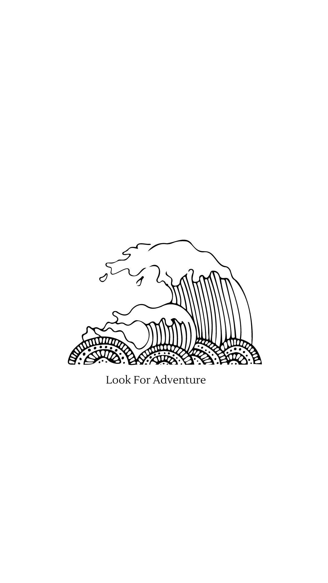 Welle, Line-Art, Look for Adventure, Minimalistisch, Weißer Hintergrund, Sperrbildschirm fürs iPhone