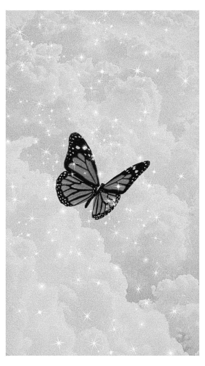 Schmetterling, Wolken, Grau, Schwarzweiß, Zart, Hintergrundbild für iPhone und Android