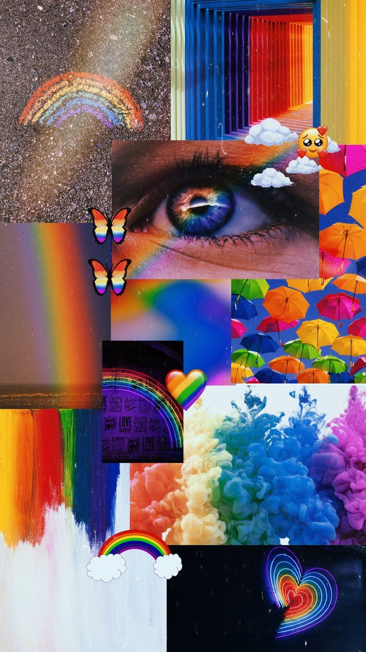 Collage, Auge, Regenbogenfarben, Ästhetik, Bunt, HD, Hintergrundbild fürs Handy