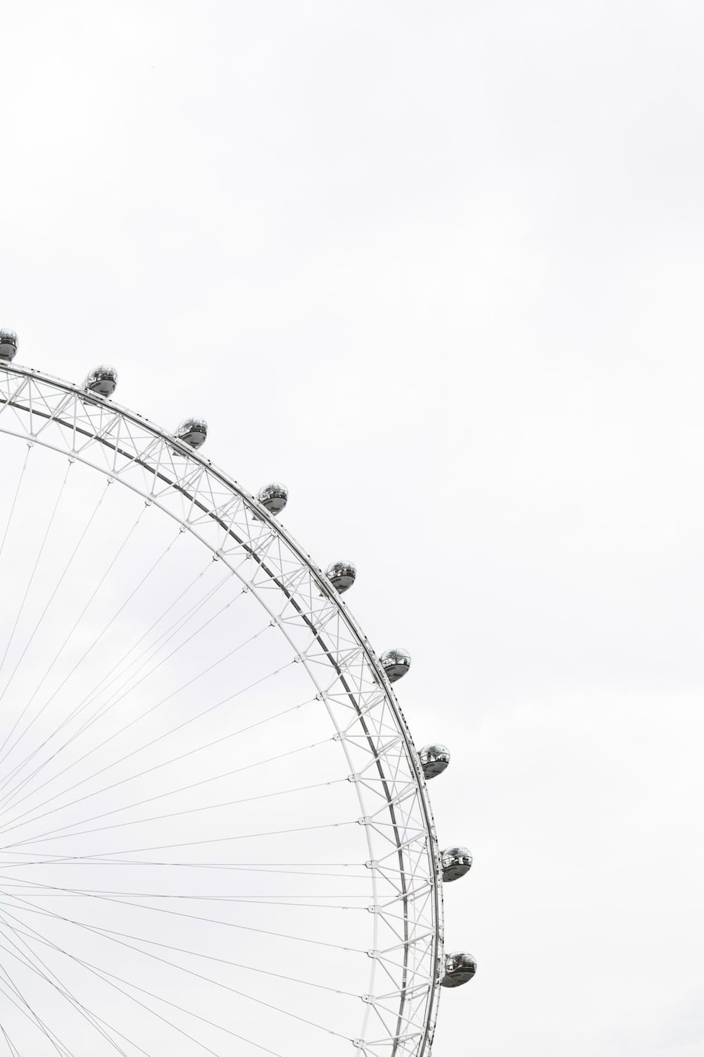 Riesenrad, Weißer Himmel, Minimalistisch, Ausschnitt, Hell, HD, Handy-Hintergrund