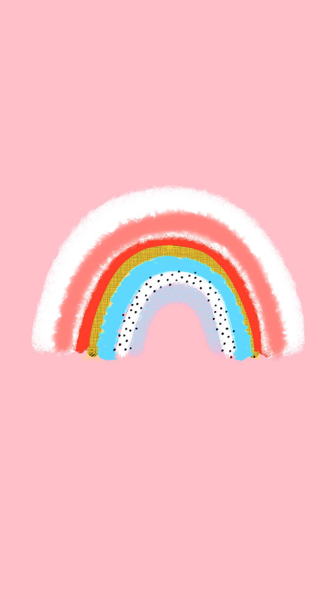 Regenbogen, Rosa Hintergrund, Minimalismus, Illustration, Sperrbildschirm fürs iPhone