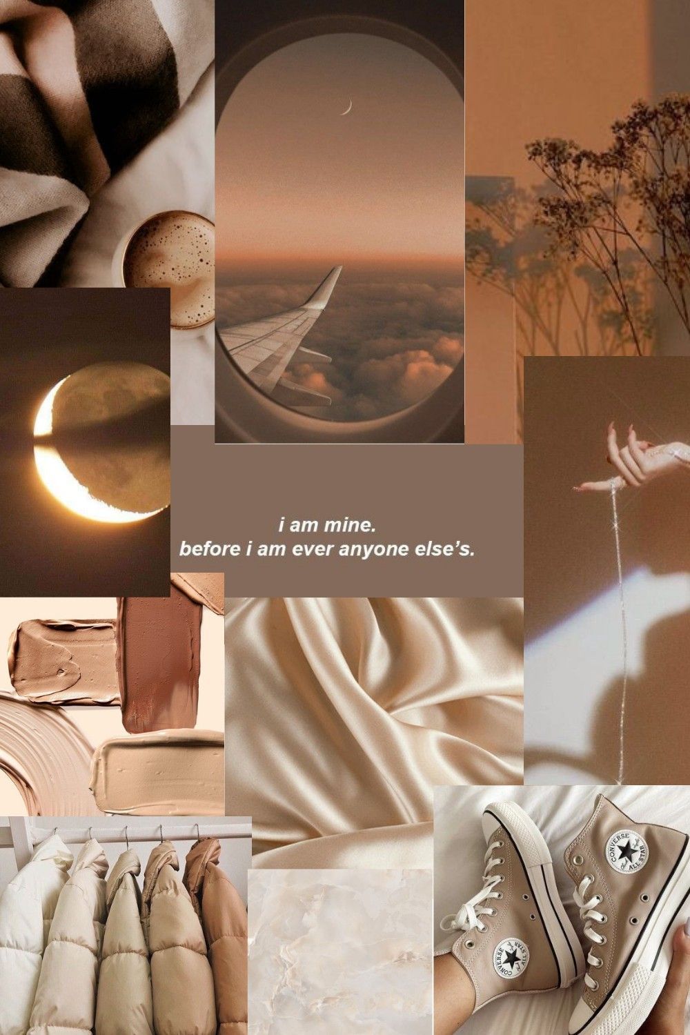 Collage, Ästhetik, Satin, Mond, Braun, HD, Handy-Hintergrund im Hochformat