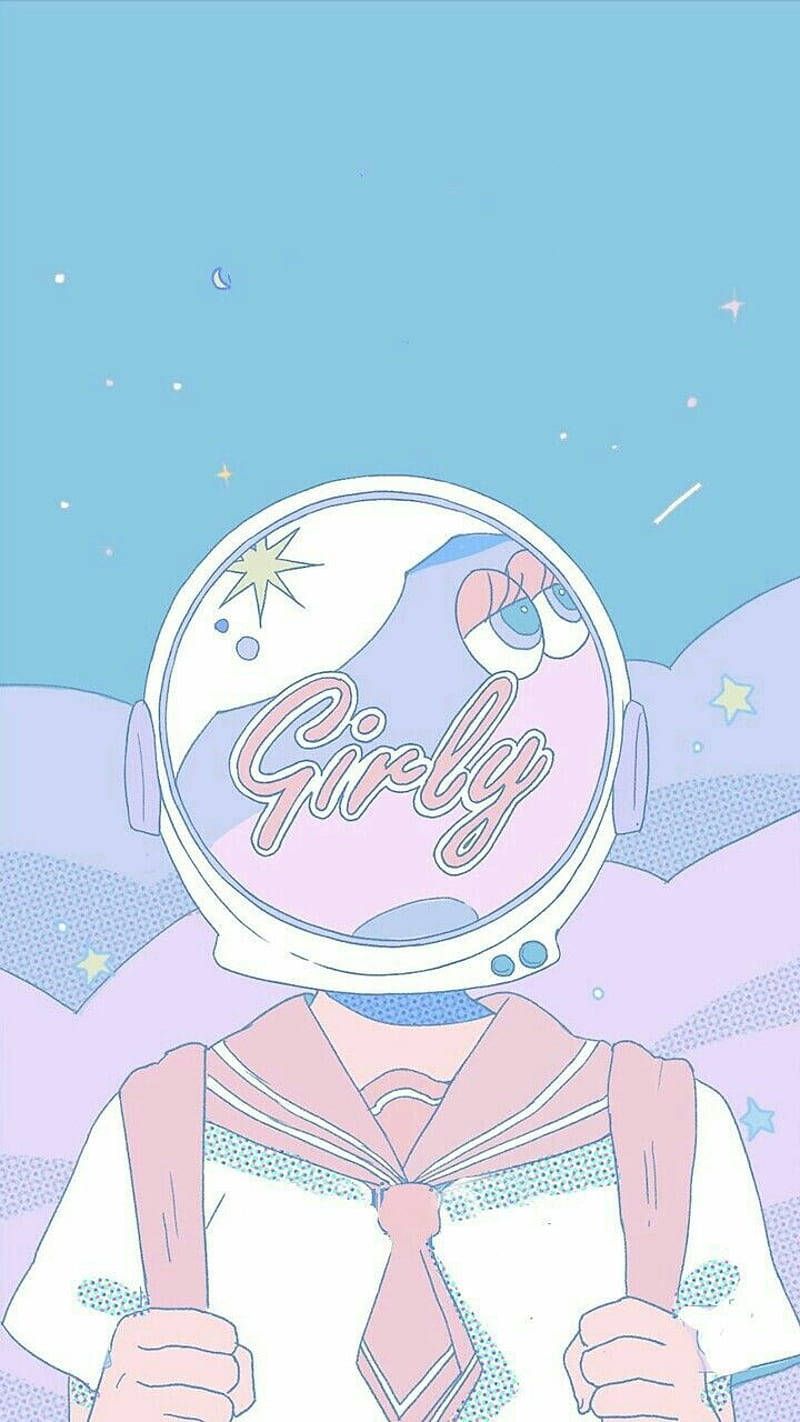 Anime-Mädchen, Schuluniform, Sailor-Kragen, Pastell, Fishbowl-Helm, HD, iPhone-Hintergrundbild