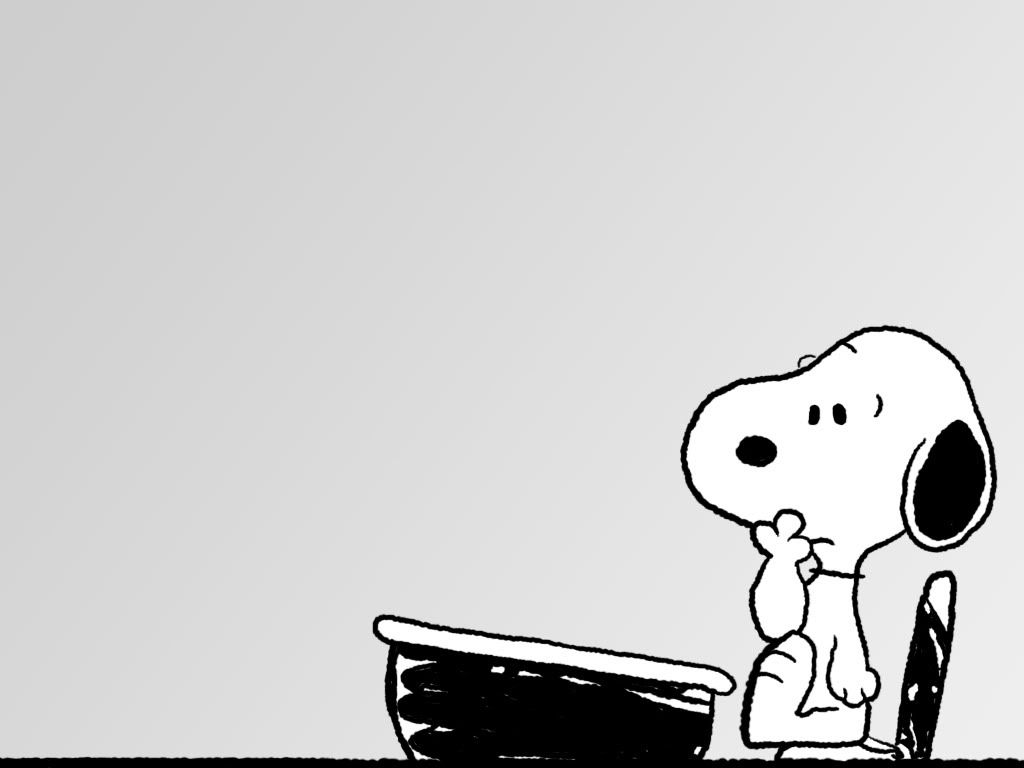 Snoopy, Peanuts, Schulbank, Comic, Schwarz-weiß, Hintergrundbild für iPad und Tablet