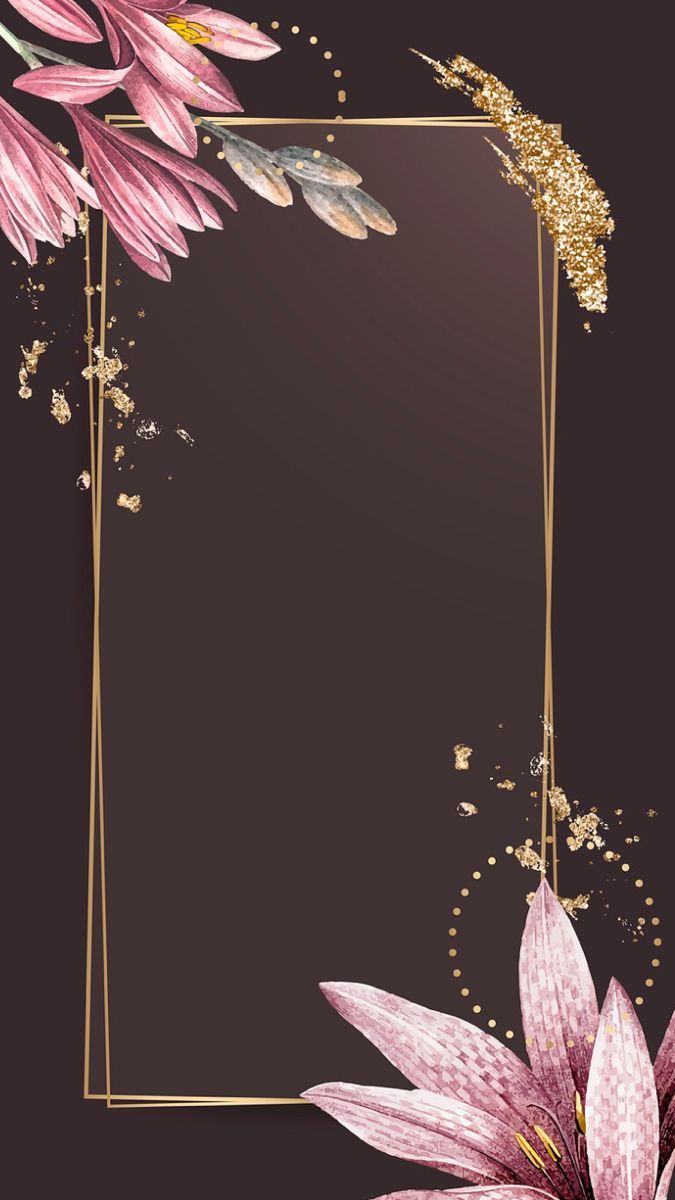 Goldrahmen, Lilien, Rosa Blüten, Dunkelbraun, Einladung, Android-Hintergrundbild