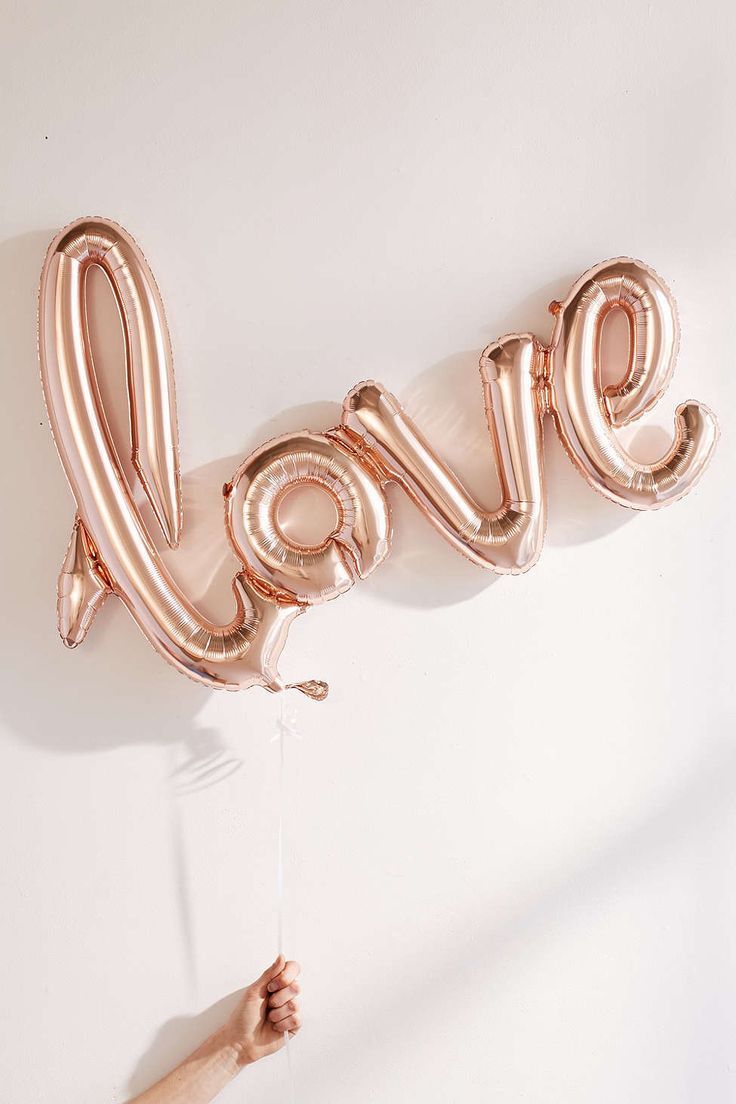 Love, Folienballon, Roségold, Weiß Hintergrund, HD, Sperrbildschirm fürs iPhone