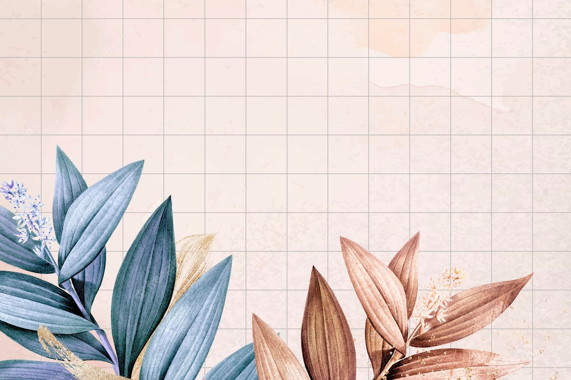 Blätter, Raster, Blau und Kupfer, Botanisch, Full HD, Desktop-Hintergrund für Windows