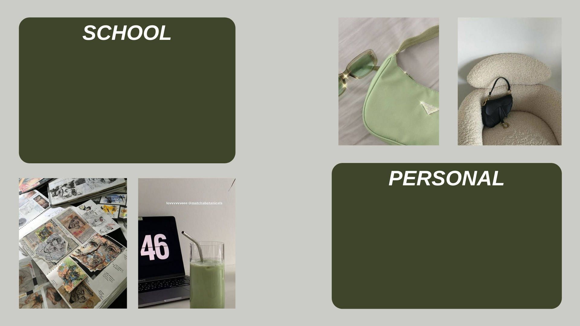Desktop-Organizer, School, Personal, Olivgrün, Ordner, 1920x1080, Full-HD-Hintergrundbild für PC