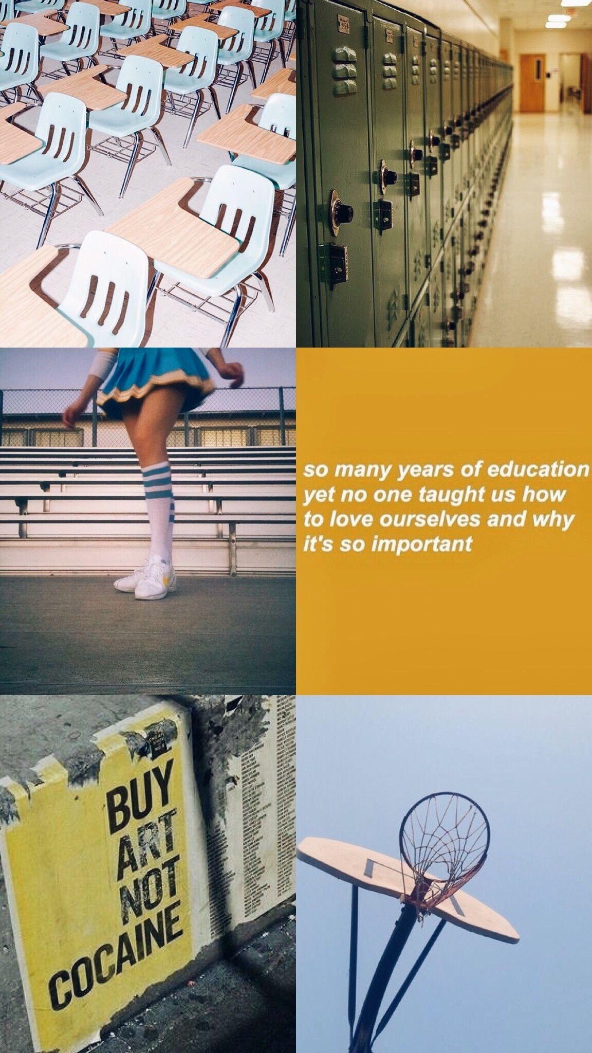 Collage, Schließfächer, Schule, Sprüche, Gelb, Full HD, Sperrbildschirm fürs iPhone