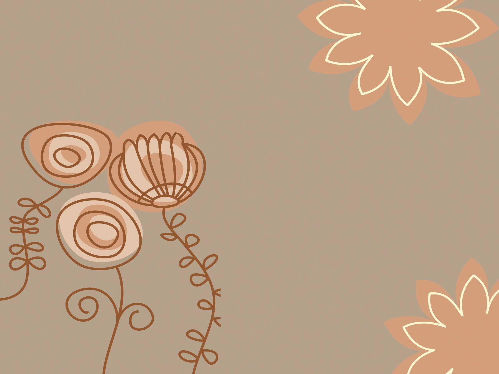 Blumen, Retro, Braun, Orange Blüten, Illustration, HD, iPad-Hintergrundbild