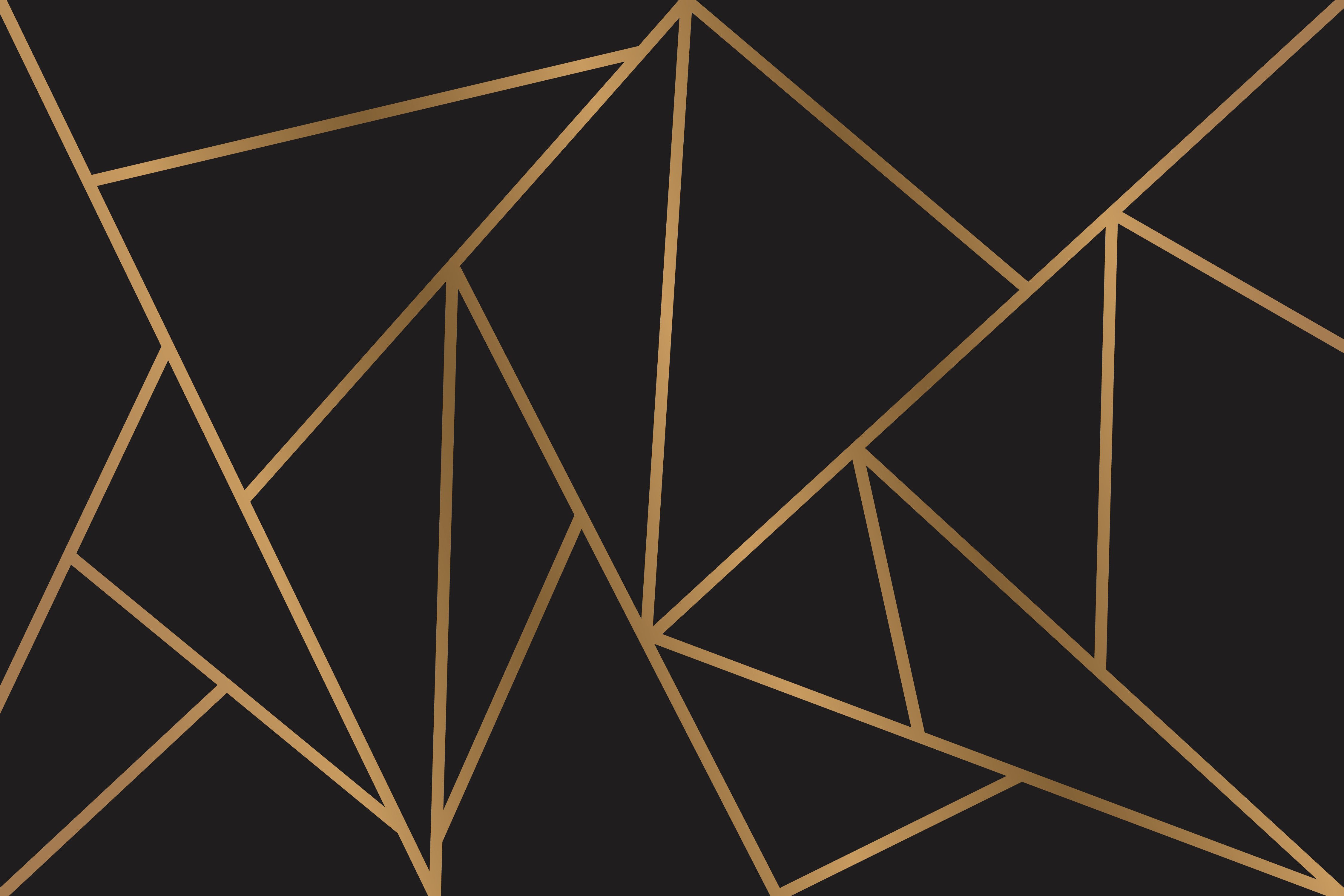 Goldene Linien, Geometrisch, Schwarz Hintergrund, Minimalistisch, 4K Wallpaper