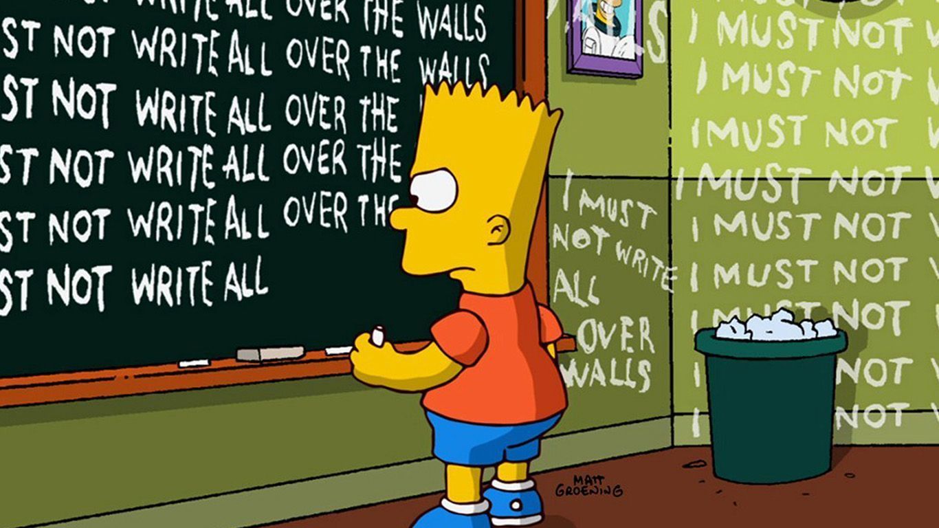 Bart Simpson, Die Simpsons, Tafel, Strafarbeit, Klassenzimmer, HD, Laptop-Hintergrundbild