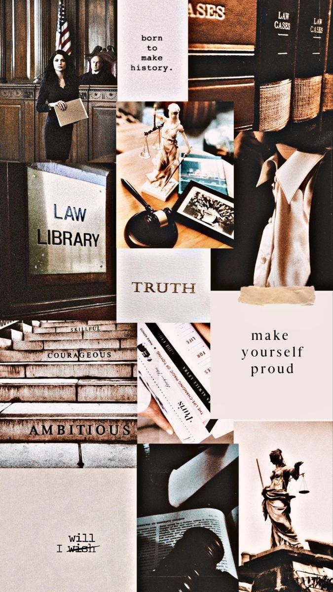Dark Academia, Collage, Bibliothek, Bücher, Law, Hintergrundbild für iPhone und Android