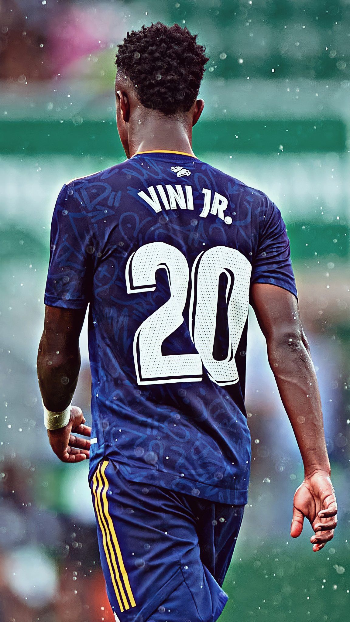 Vinícius Júnior, Vini Jr., Rückennummer 20, Real Madrid, Rückansicht, Full HD, Handy-Hintergrund