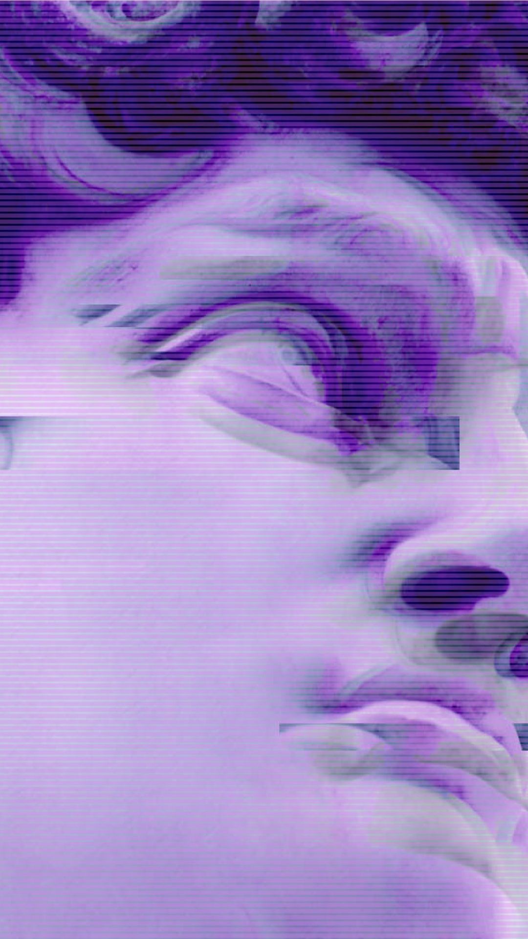 David (Michelangelo), Skulptur, Vaporwave, Lila, Glitch, Hintergrundbild fürs iPhone