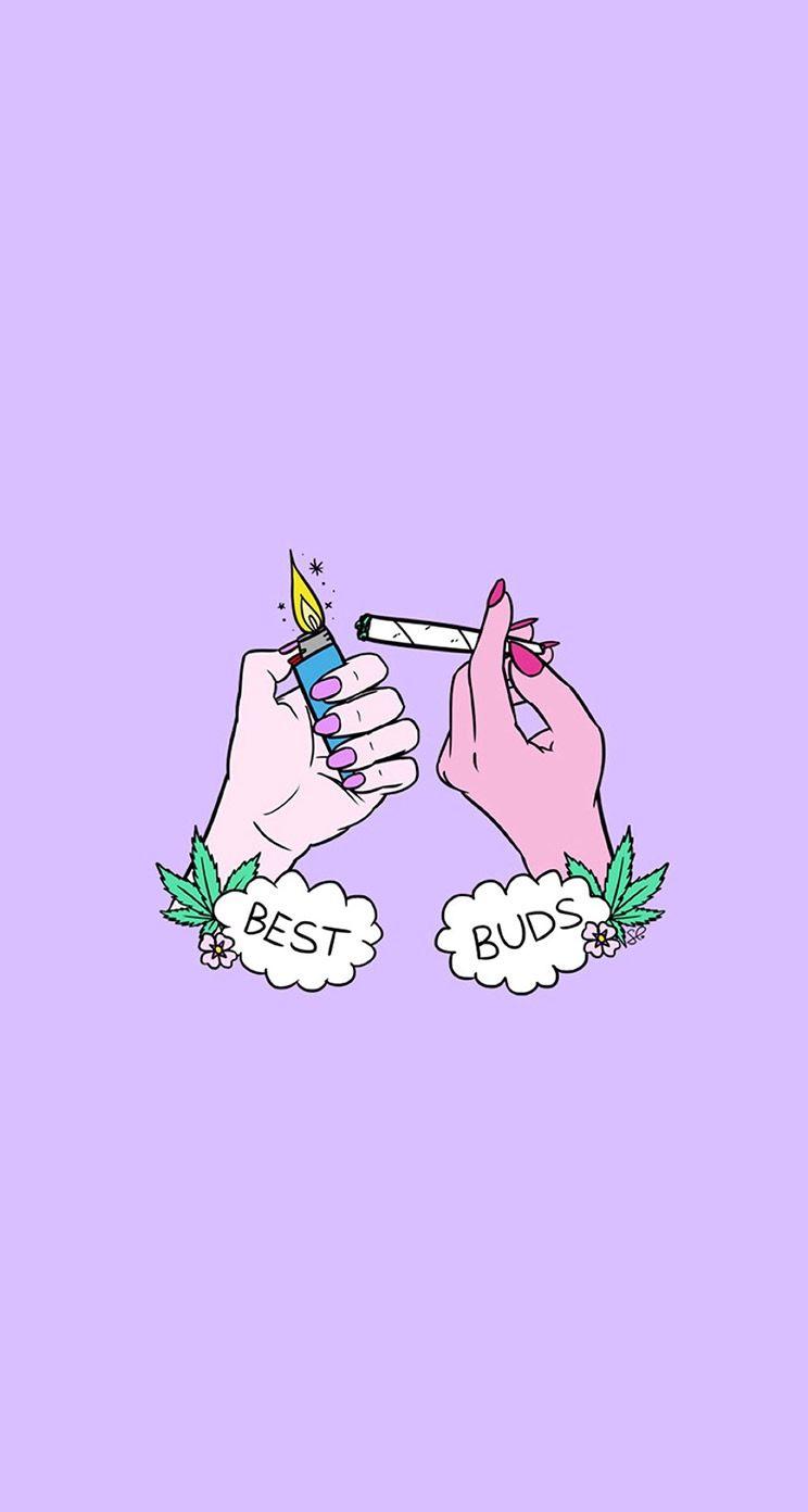 Hände, Joint, Best Buds, Illustration, Lila Hintergrund, Sperrbildschirm fürs iPhone
