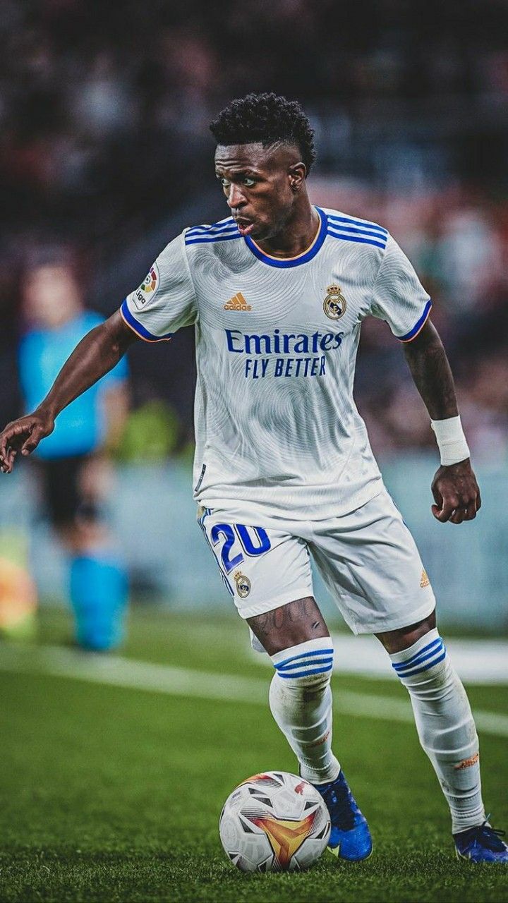 Vinícius Júnior, Real Madrid, Ballführung, Fußball, Rasen, Hintergrundbild fürs Handy