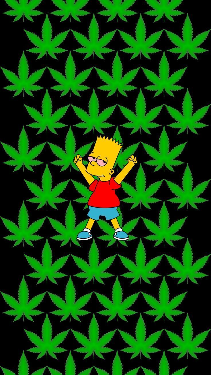 Bart Simpson, Die Simpsons, Hanfblätter, Muster, Schwarzer Hintergrund, Sperrbildschirm fürs iPhone