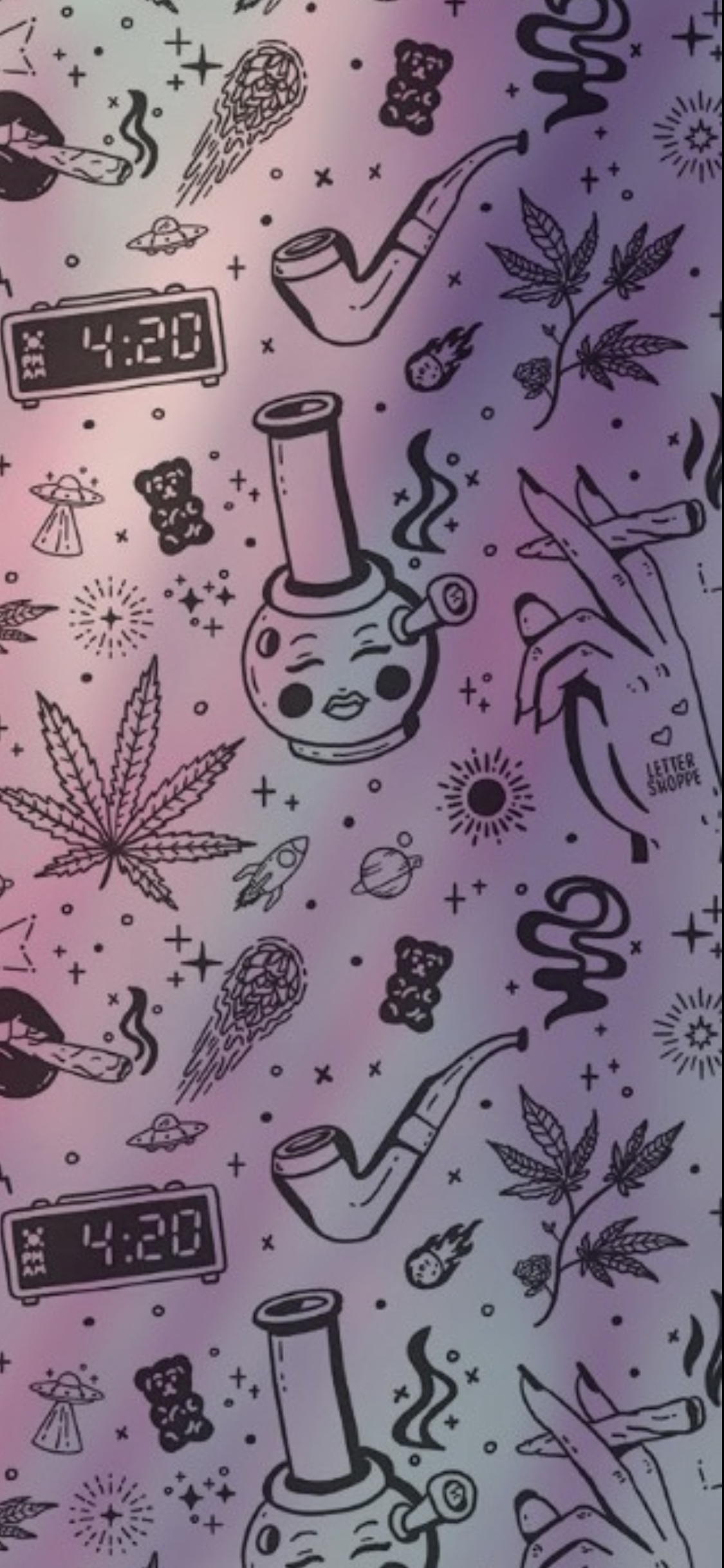 Muster, Bong, Pfeife, Doodle, Graue Töne, Full HD, Handy-Hintergrund im Hochformat