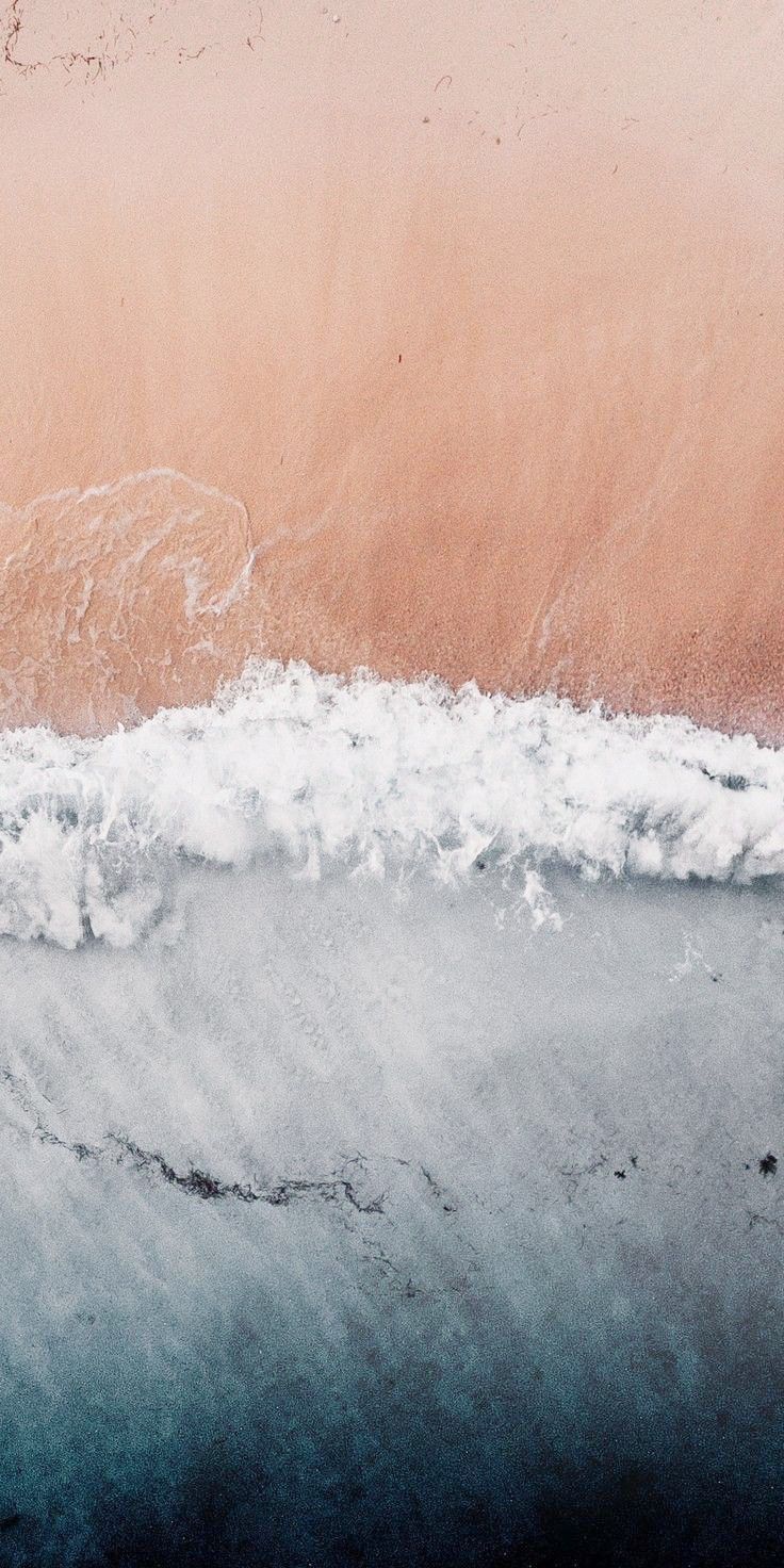 Welle, Strand, Draufsicht, Rosa Sand, Dunkles Wasser, HD, Handy-Hintergrund im Hochformat