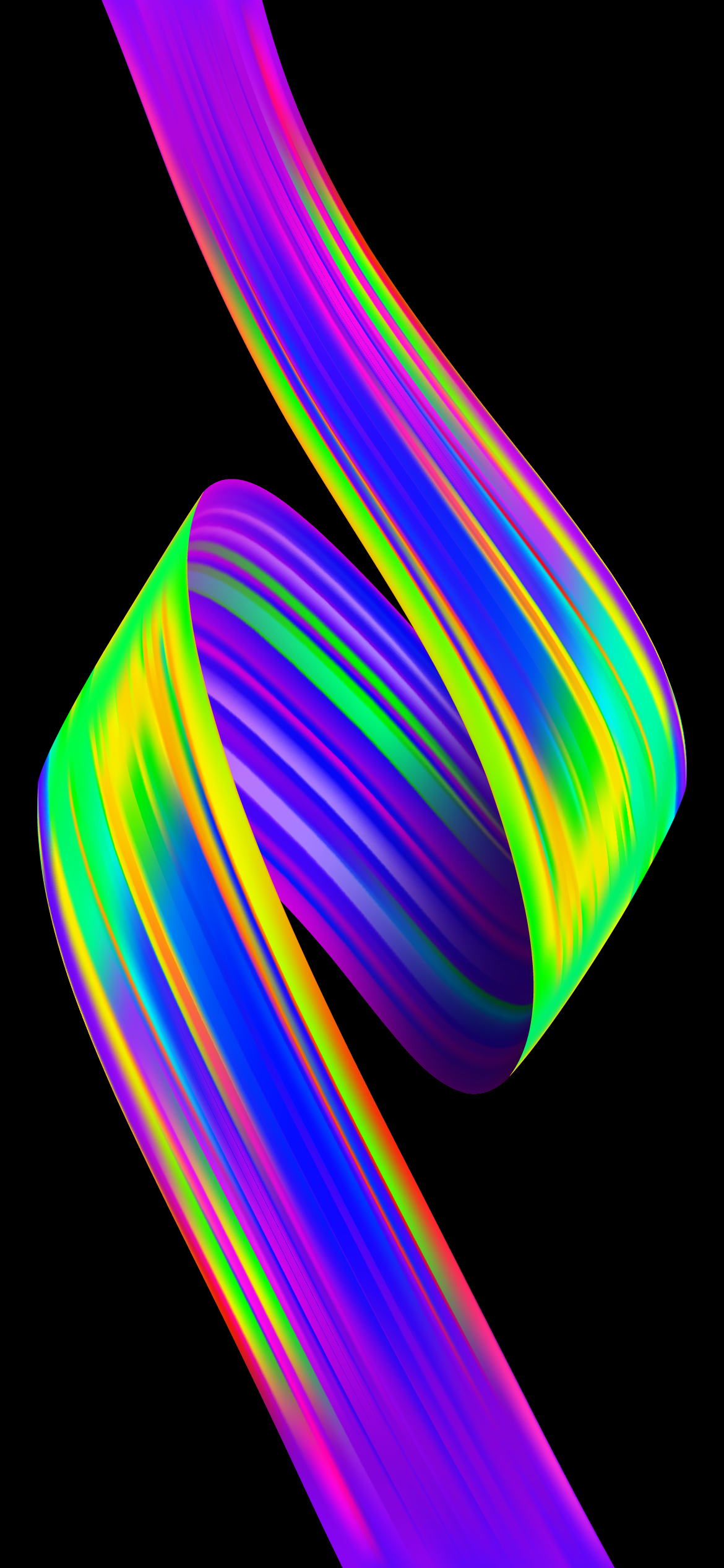 Abstrakt, Regenbogenfarben, Spirale, Schwarzer Hintergrund, 3D, iPhone-16e-Sperrbildschirm