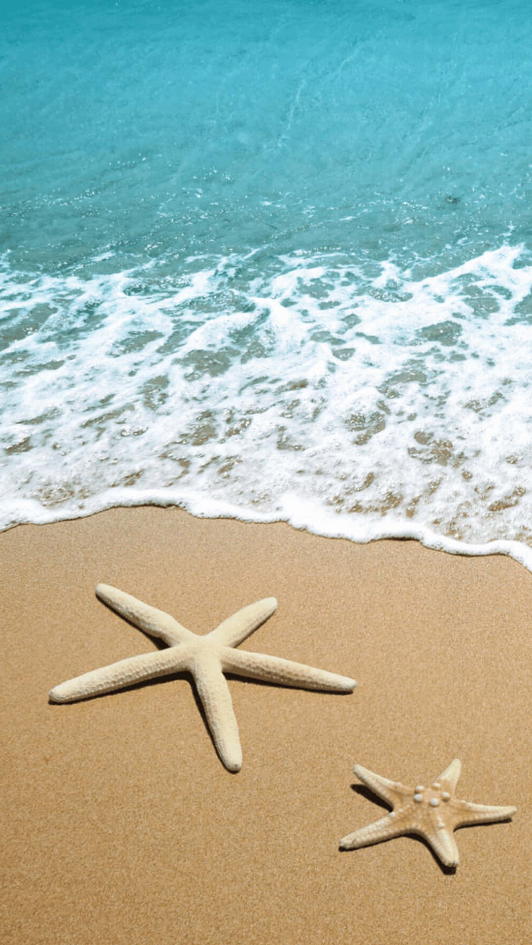 Seestern, Strand, Welle, Türkises Meer, Full HD, Hintergrundbild fürs Handy