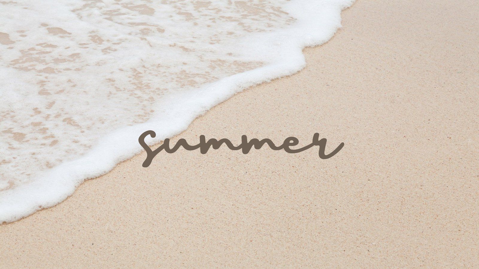 Summer, Schriftzug im Sand, Welle, Strand, 16:9, HD-Hintergrundbild für den Desktop