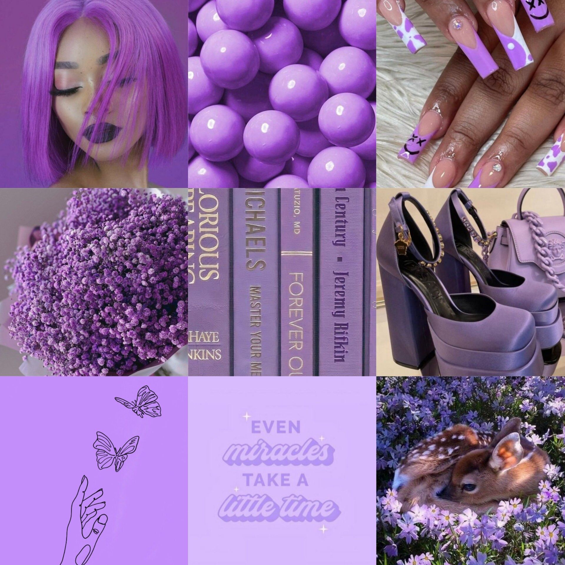 Collage, Lila, Lila Nägel, Aesthetic, Flieder, Full HD, Hintergrundbild fürs Tablet