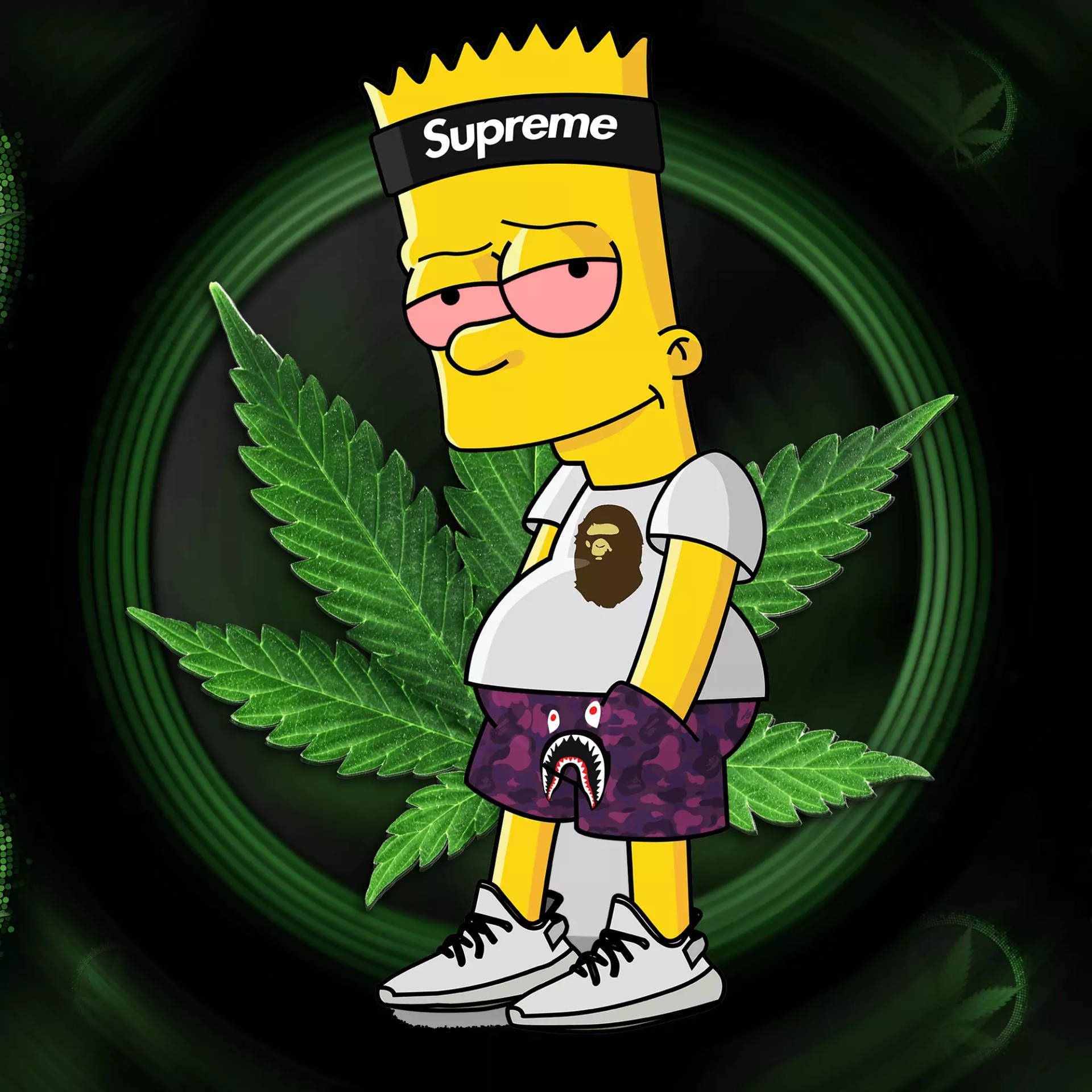 Bart Simpson, Supreme, Die Simpsons, Hanfblatt, Krone, Hintergrundbild für iPad und Tablet