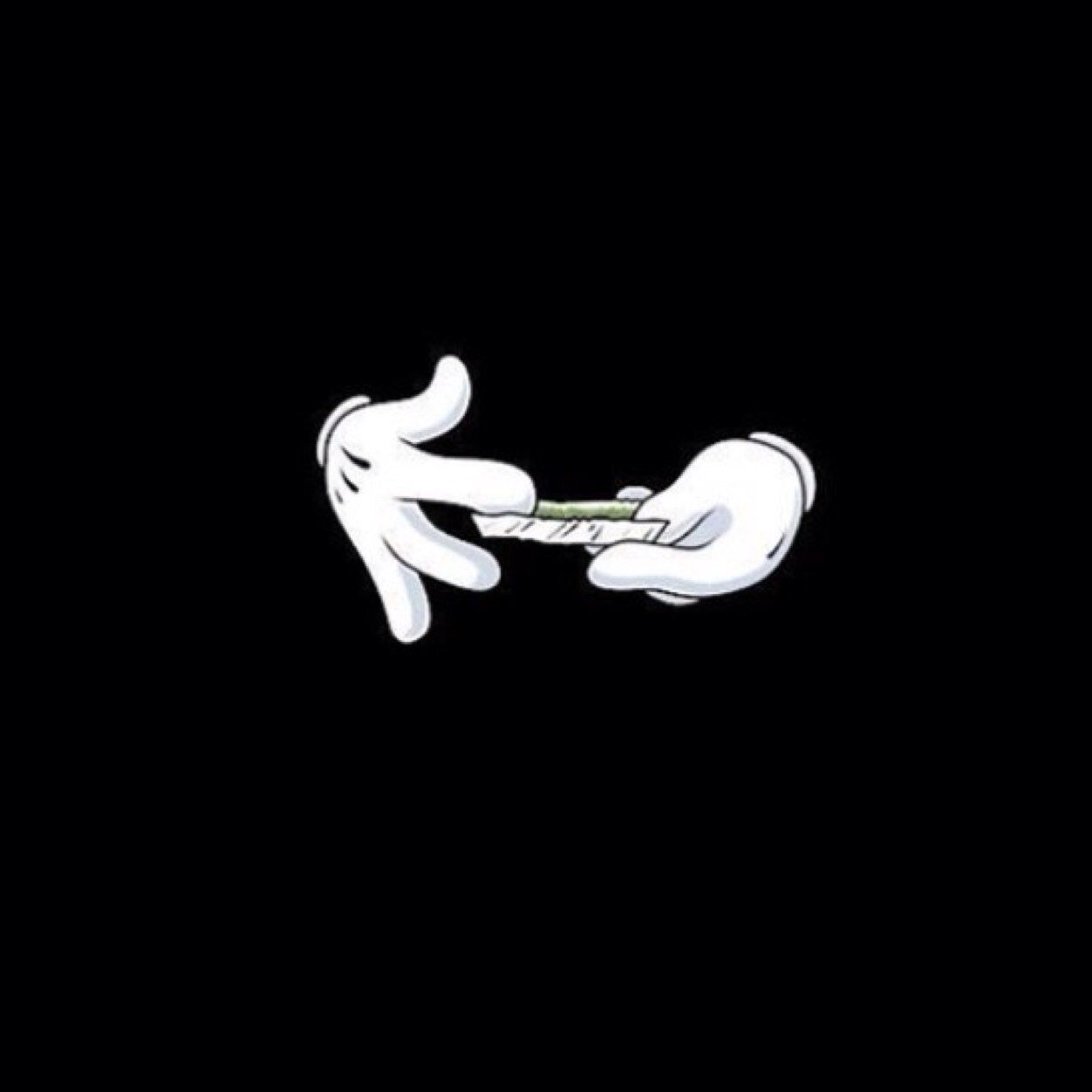 Cartoonhände, Joint, Schwarzer Hintergrund, Minimalistisch, Weiße Handschuhe, Wallpaper