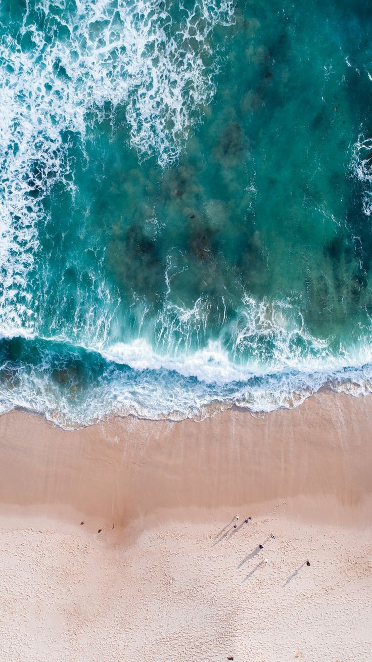 Luftaufnahme, Strand, Wellen, Türkises Meer, Meeresschaum, HD, iPhone-Hintergrundbild