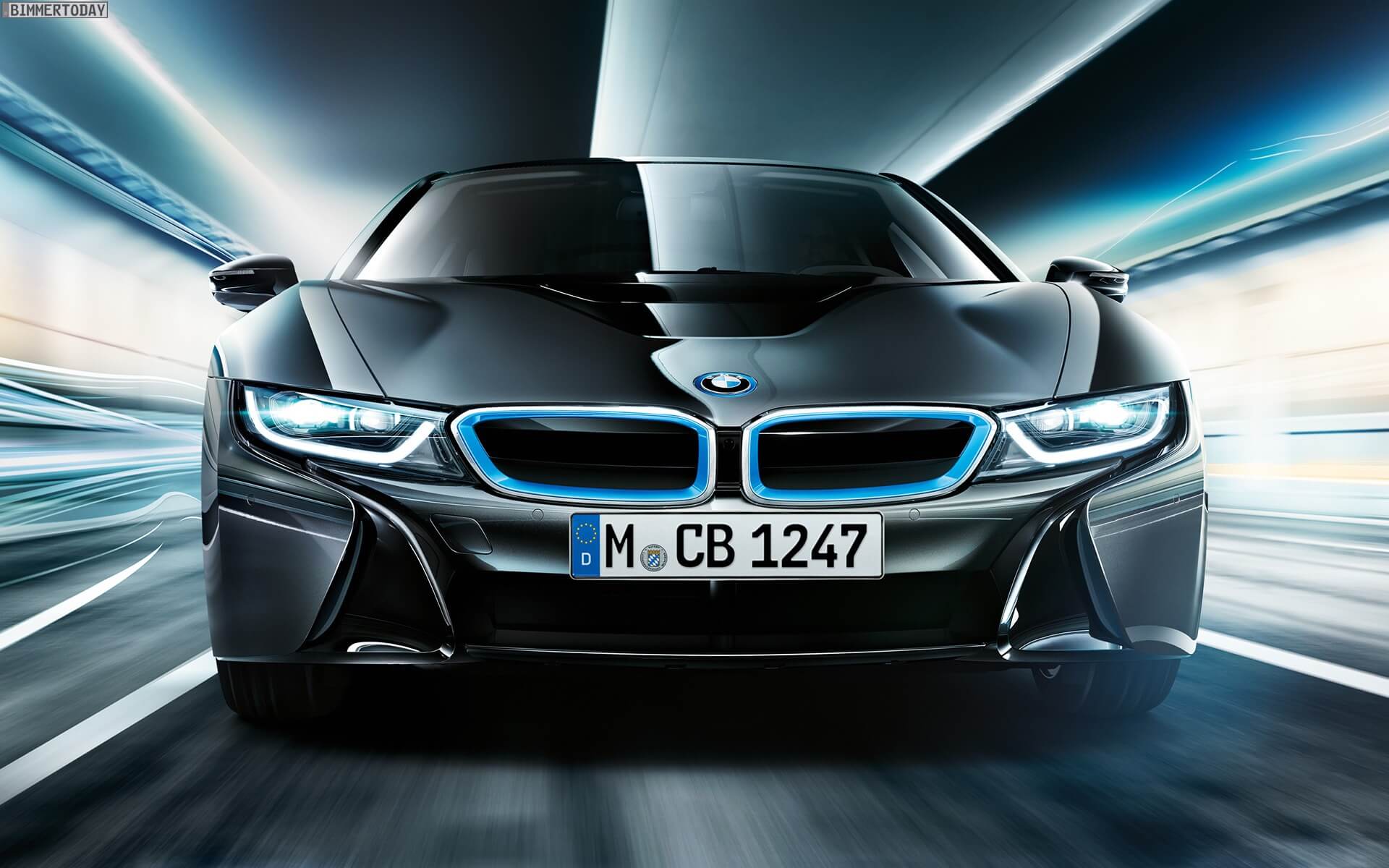 BMW i8, Frontansicht, Lichtspuren, Geschwindigkeit, Tunnel, Full HD, Windows-Hintergrundbild