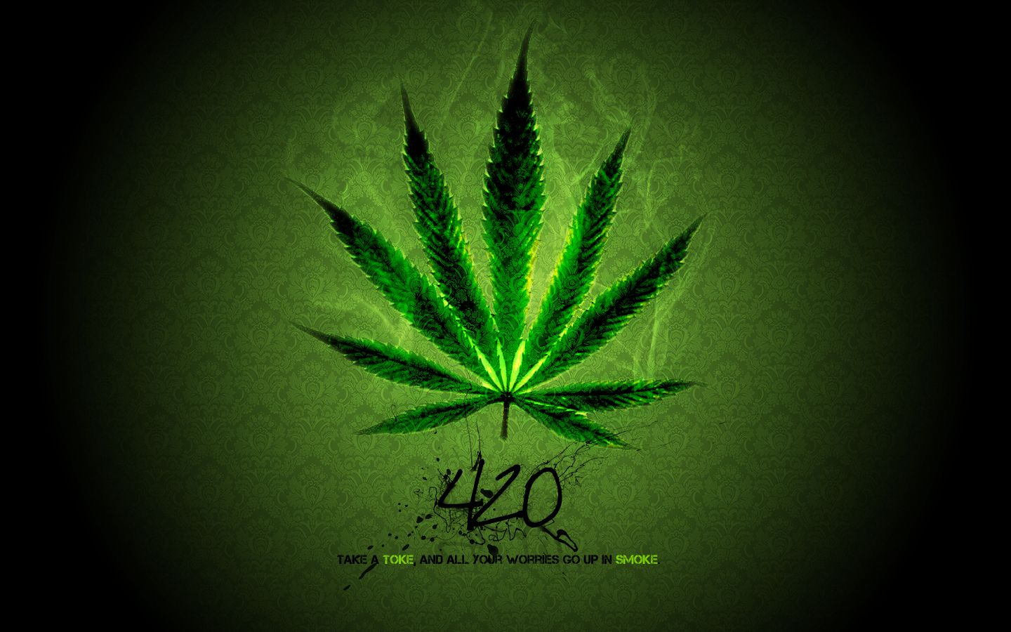Hanfblatt, 420, Grünes Leuchten, Digitale Kunst, Typografie, HD, MacBook-Hintergrundbild