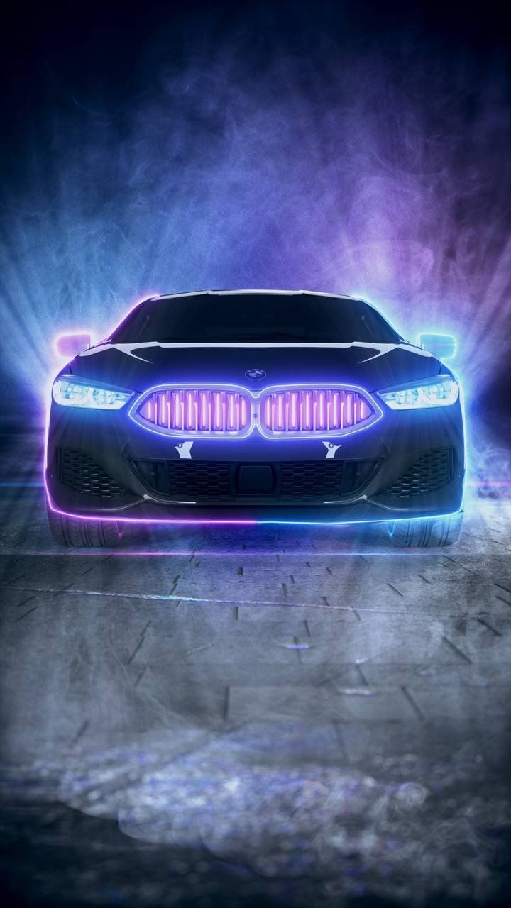 BMW, Leuchtende Niere, Neon, Nebel, Dunkle Stimmung, HD, Hintergrundbild fürs Handy
