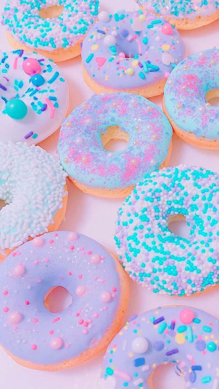 Donuts, Streusel, Glasur, Pastellfarben, Rosa Hintergrund, Sperrbildschirm fürs iPhone