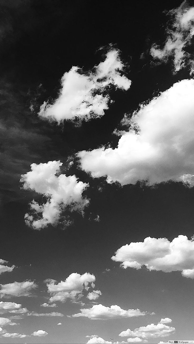 Wolken, Himmel, Monochrom, Kontrast, Hintergrundbild für iPhone und Android