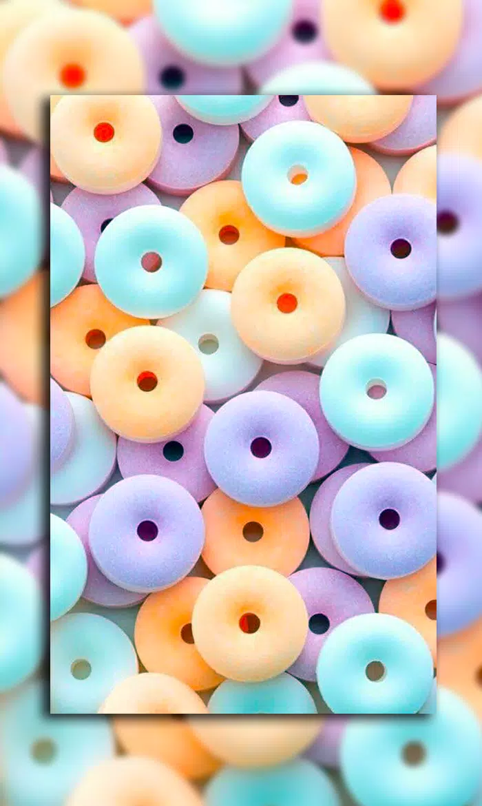 Donuts, Mini-Donuts, Pastellfarben, Bunt, Draufsicht, Hochformat, Hintergrundbild fürs Smartphone