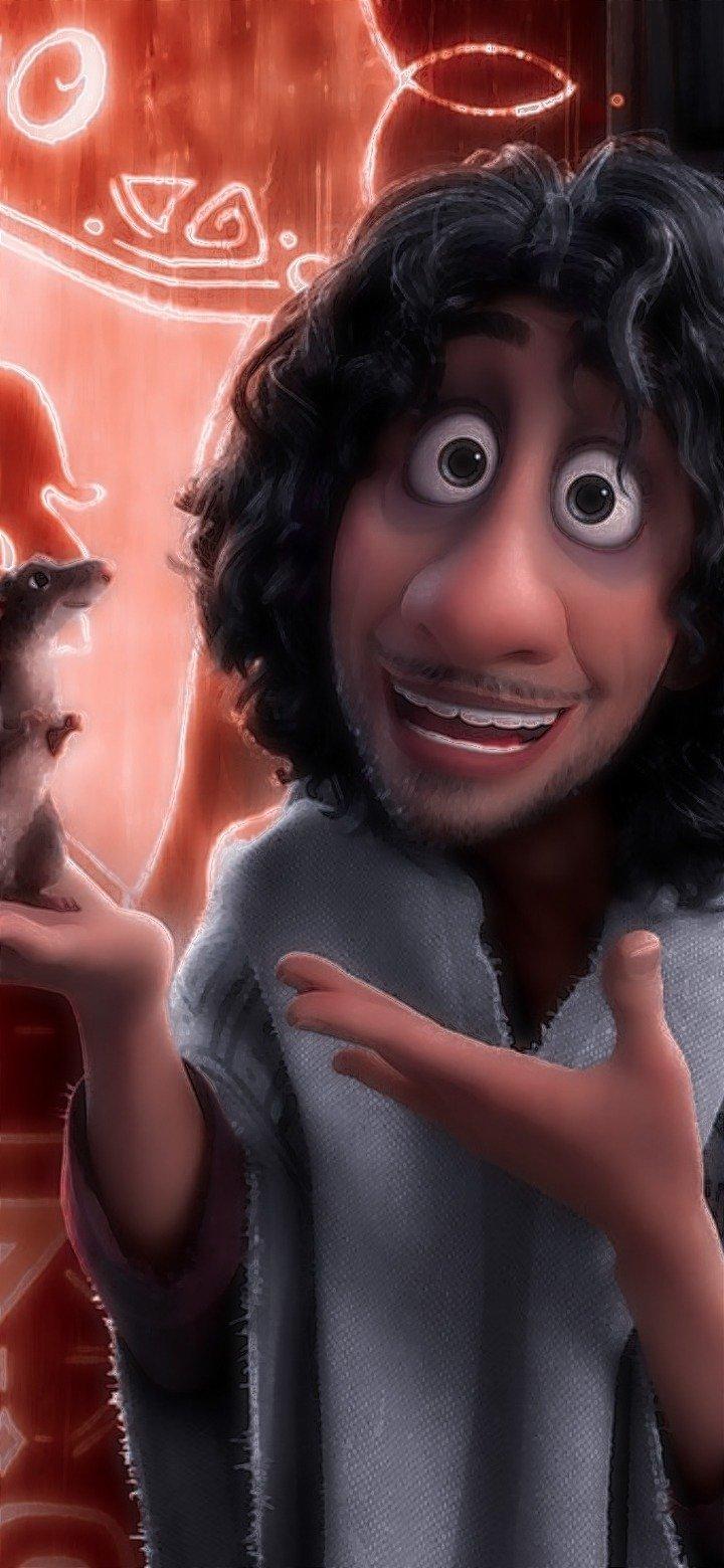 Bruno Madrigal, Encanto, Rote Beleuchtung, Disney, Porträt, Hintergrundbild fürs Handy