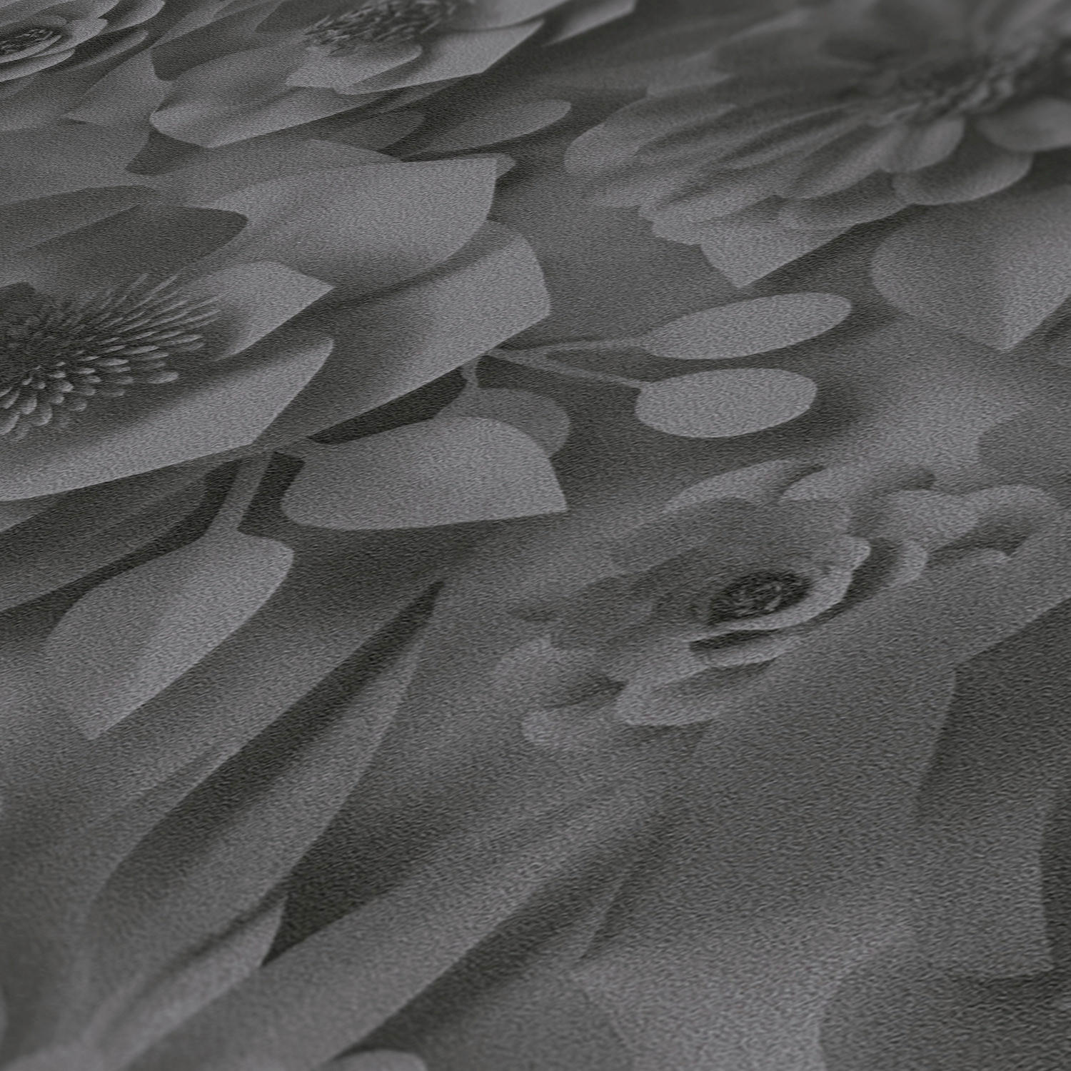 Papierblumen, Blätter, Grau, 3D-Struktur, Monochrom, HD, iPad-Hintergrundbild