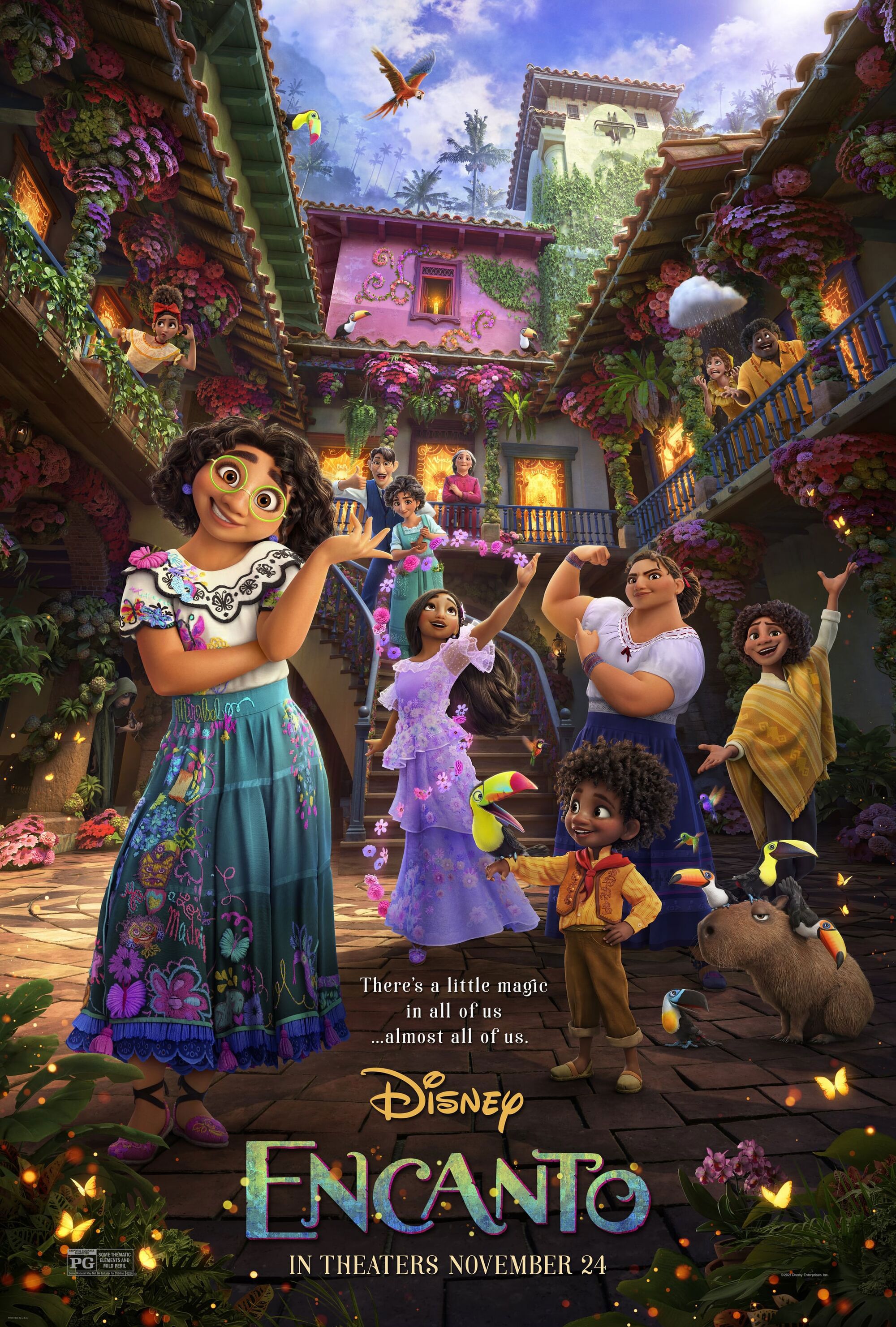 Mirabel Madrigal, Familie Madrigal, Encanto, Disney, Filmplakat, Innenhof, QHD+, Tablet-Hintergrund