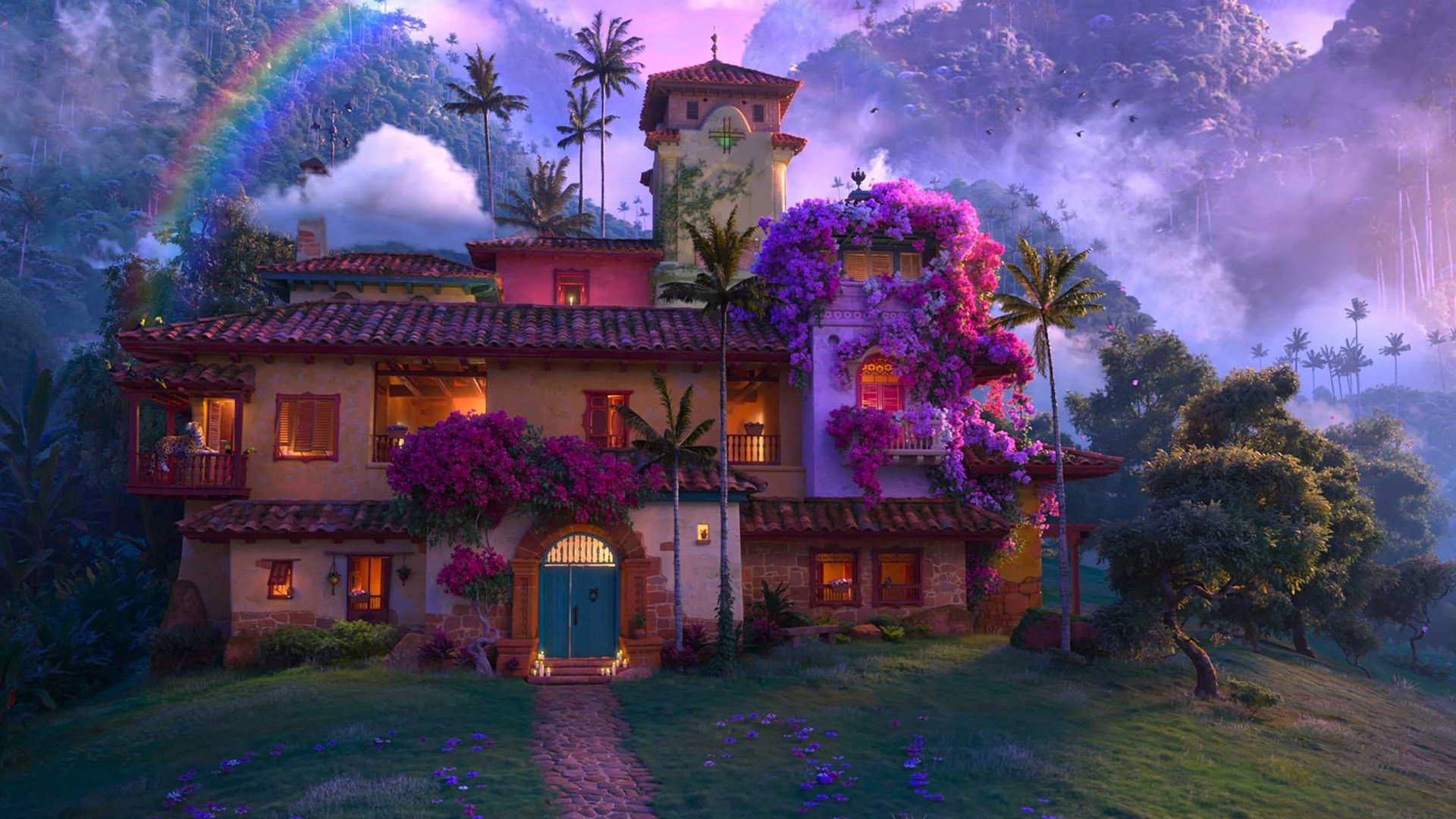 Casita, Encanto, Haus, Regenbogen, Abendlicht, Blütenpracht, Full-HD-Hintergrundbild für PC
