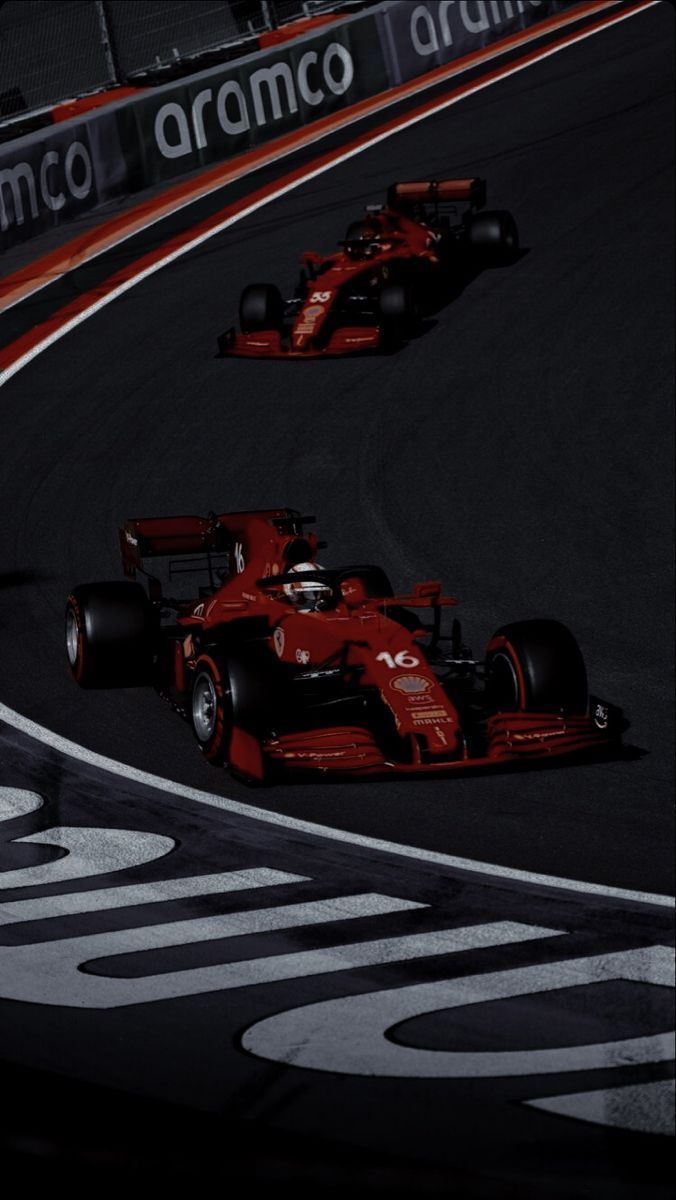 Scuderia Ferrari, Aramco, Rennstrecke, Draufsicht, Rot, Hintergrundbild für iPhone und Android