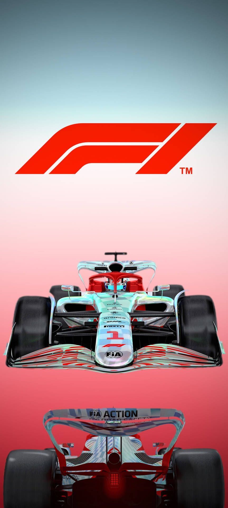 Formel 1, F1-Logo, Rennwagen, Farbverlauf, Hochformat, HD, Hintergrundbild fürs Handy