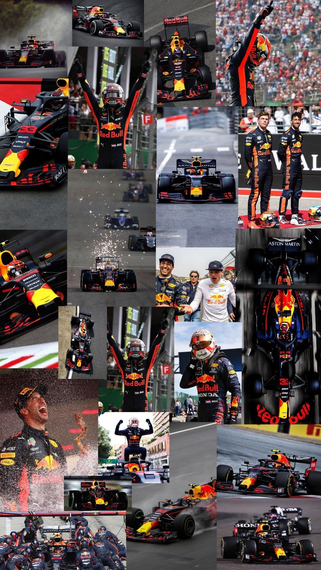 Red Bull Racing, Collage, Max Verstappen, Formel 1, Hochformat, Full HD, Handy-Hintergrundbild